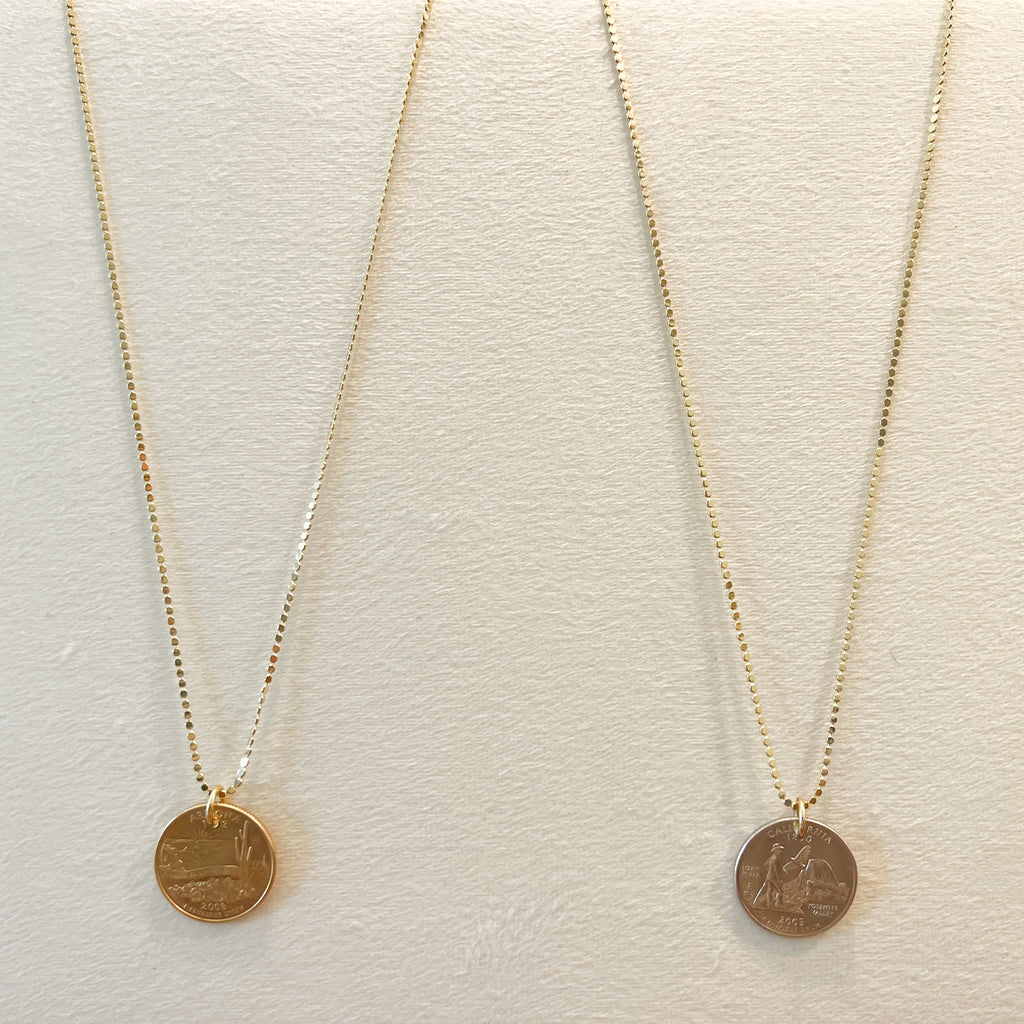 CALIFORNIA or ARIZONA COIN & DOT CHAIN 18-20"